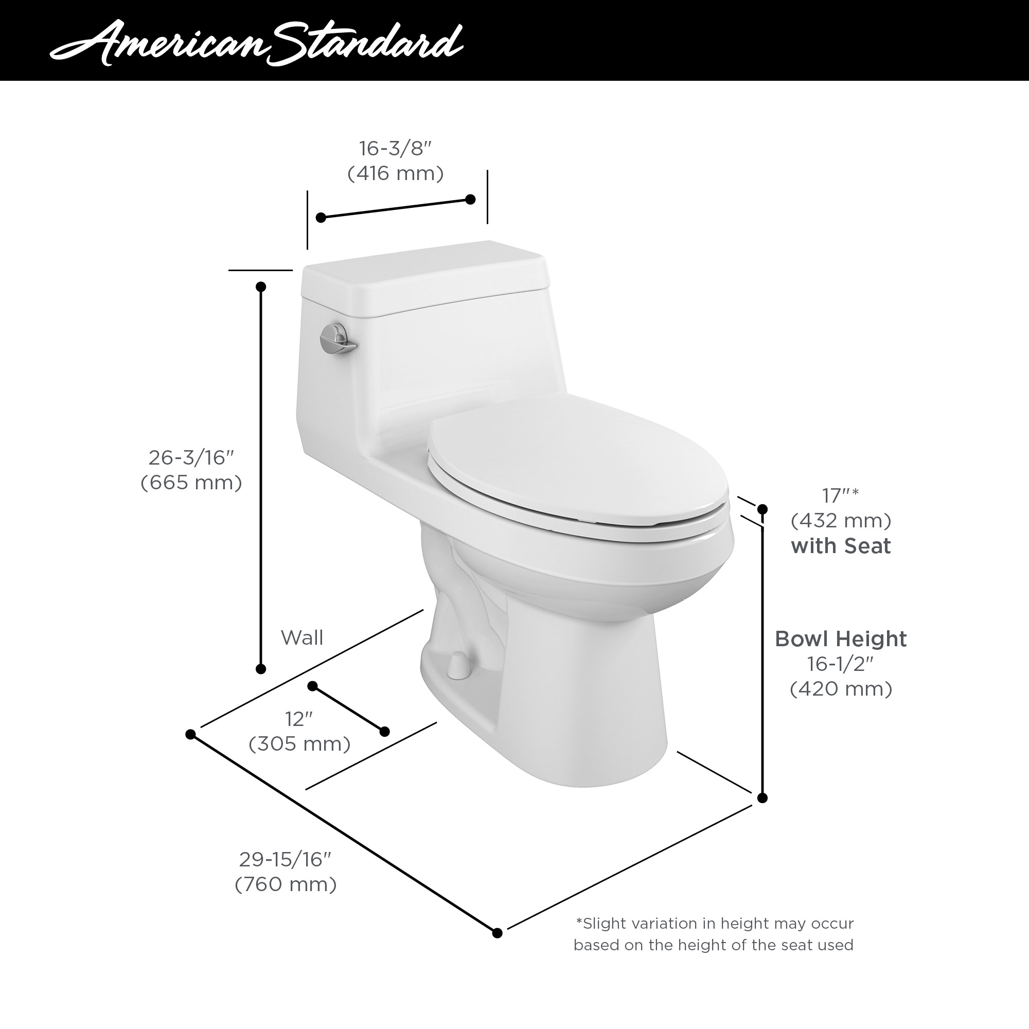 Mainstream OnePiece Chair Height Elongated Toilet